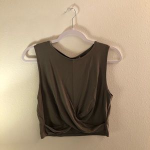 Green cropped cross front top